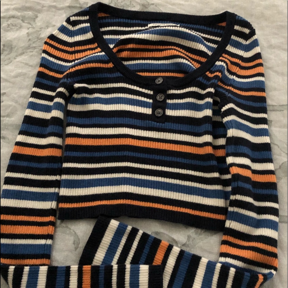 American eagle striped crop top long sleeve